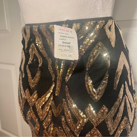 A’Gaci Black and Gold Sequin Dress Size Small - Picture 4 of 4